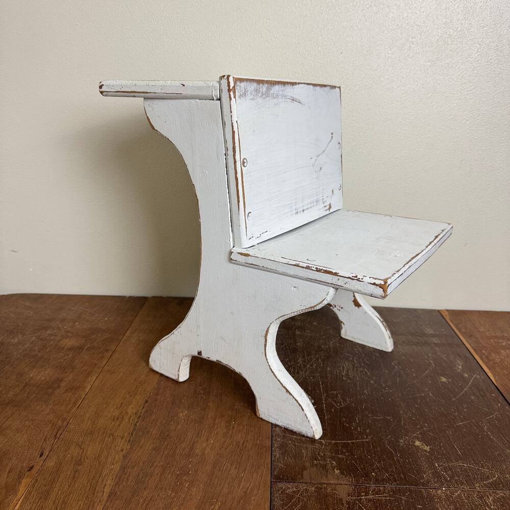 Handmade Wood White Distressed Antique Style large DOLL SIZE School Desk